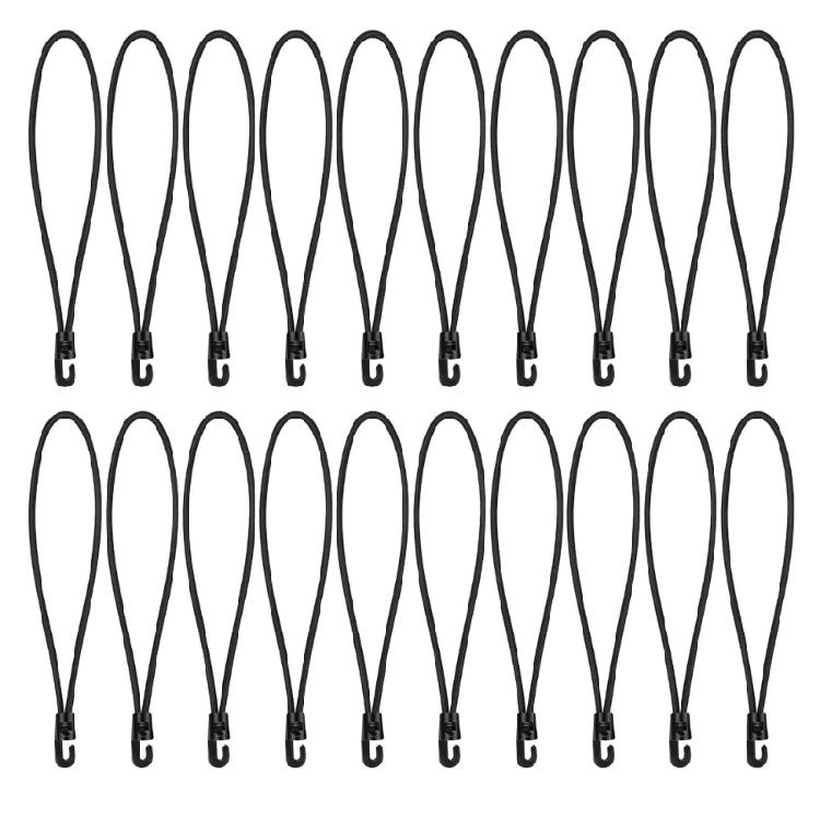 20Pcs Bungee Cord with Hook Outdoor Elastic Straps with Hook Tarpaulin Tensioner Fastening Straps Easy to Use