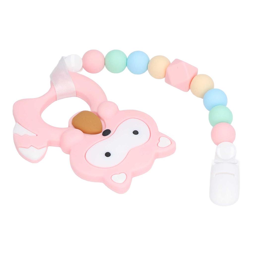 Baby Cartoon Teething Toy Food Grade Silicone Infant Chew Toy Shape and Chain Design