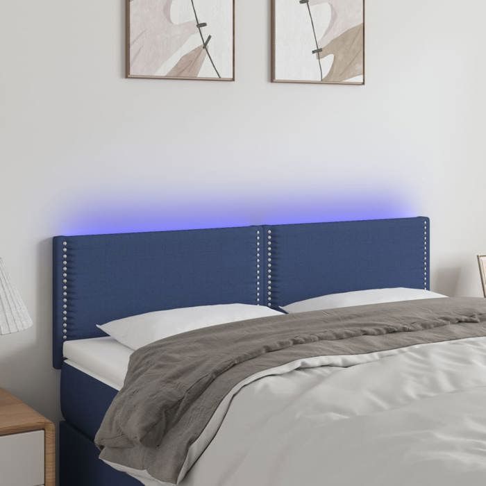 VidaXL Tête de Lit à LED Meuble de Chambre à Coucher Accessoire de Lit Double Tête de Cadre de Lit Intérieur Bleu 3121476