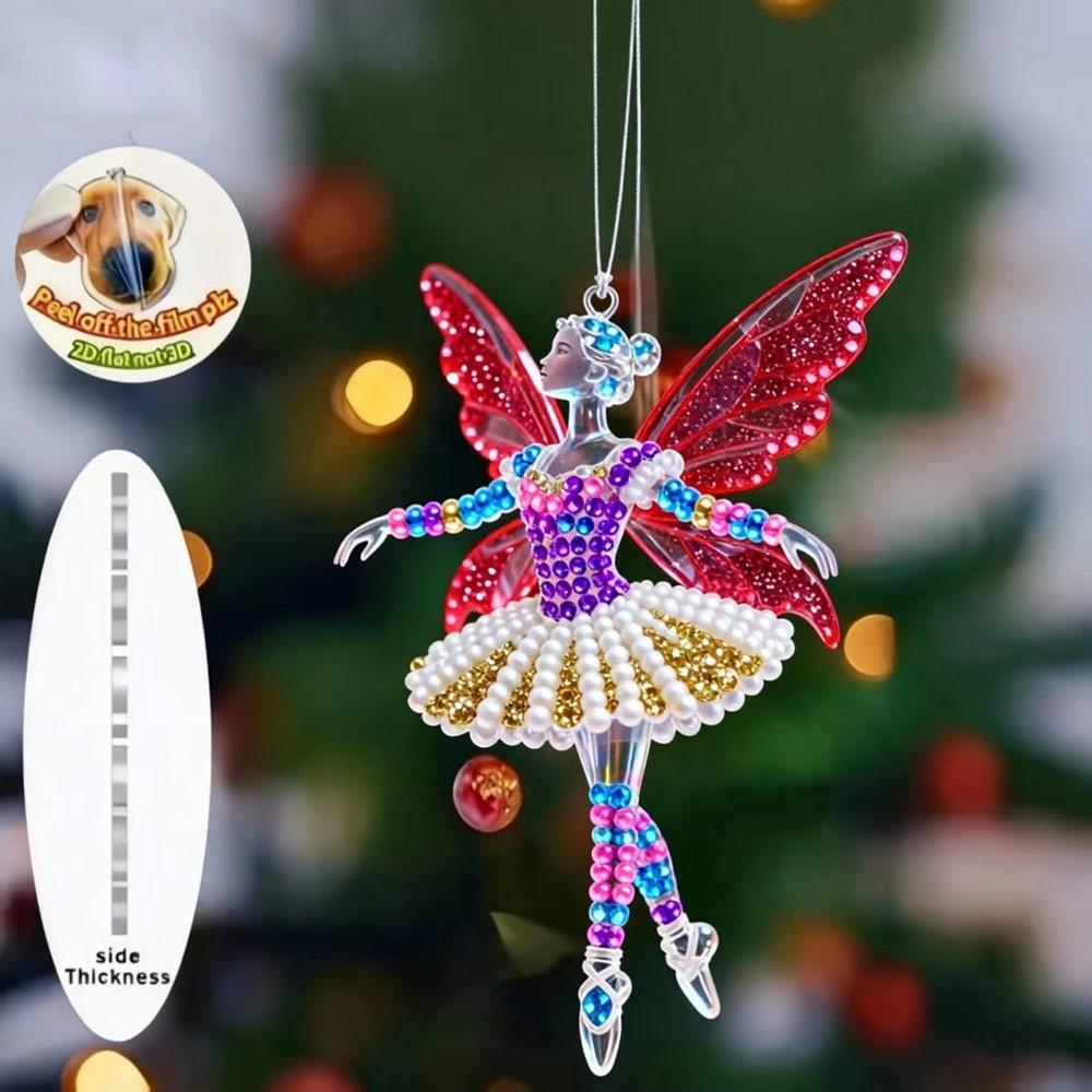 New 2D Flat Christmas Hanging Pendant Shining Ballerina Angel Hanging Decor Simulation Acrylic Keychain Navidad Decor