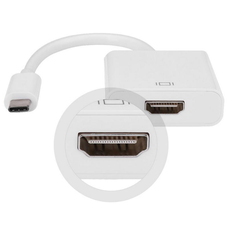 White USB 3.1 Type C USB-C to 4K HDMI Adapter Cable For Google Apple