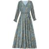 Korean Version of the New Autumn Big Swing Dress for Women's Medium and Long Styles, Thin Waist, Middle-aged Man, Mother Dress Long