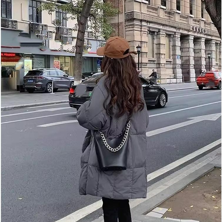 Winter Down Padded Jacket Women's Mid-length Thick Padded Jacket Large Size Loose Casual Padded Jacket Retro Style Jacket Trend