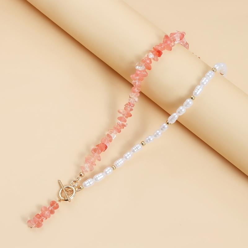 Stylish Pink Crystal Jewelry Collection Simple Design Necklace Earring Set Perfect For Gift Giving