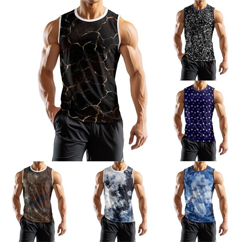 Modische 3D-bedruckte Grafik-Sommerweste für Herren, lässiges Streetwear-Top mit Sternengrafik, locker, ärmellos, Fitness-Pullover-Top 2025