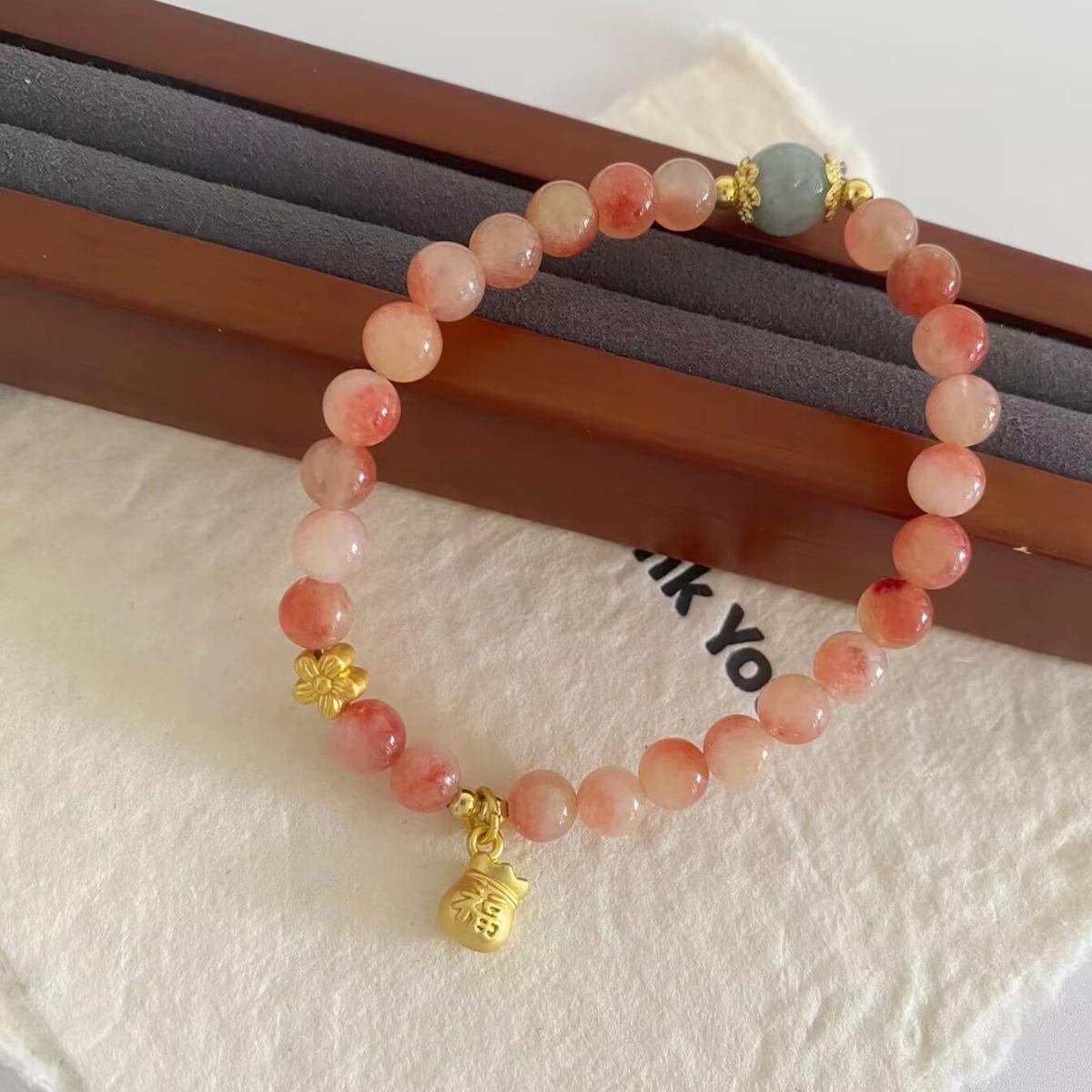 Elegant Pink Natural Stone Beaded Bracelet - Stylish & Versatile Jewelry