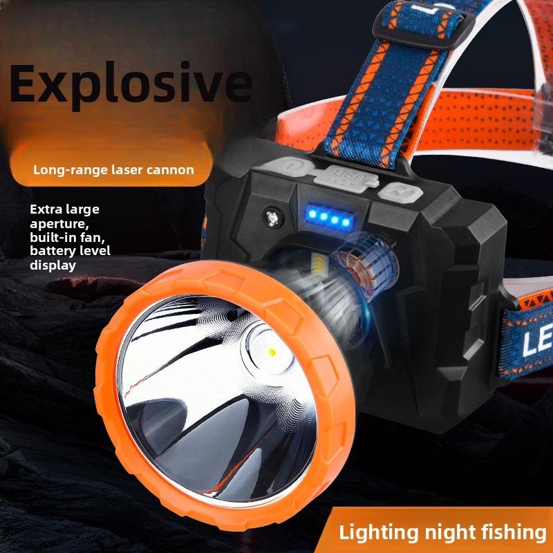 Outdoor 1-in-1 Headlamp & Fan - High Lumen LED Super Bright, Motion Sensor, Portable Long-Life for Night Fishing