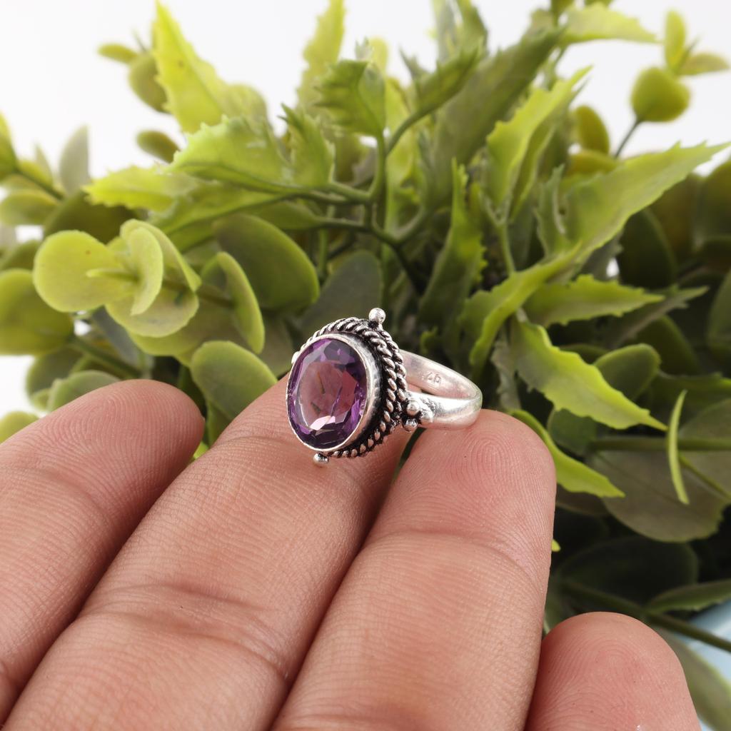 African Amethyst Ring Jewelry, Handmade Gemstone Ring, 925 Solid Sterling Silver Ring Dainty Jewelry, For Engagement Gift