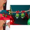 Christmas Jewelry Girls Alloy Red Bow Christmas Tree Earrings With Sparkling Decor For Holiday Fashion