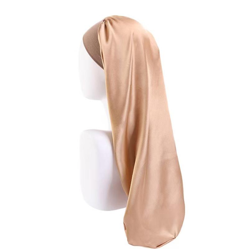1Pc Women Solid Color Hair Hat Double Sided Silk Satin Bonnet Long Hair Polyester Night Sleep Cap Dreadlocks Braids
