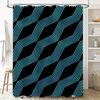 Modern Lines Shower Curtain Blue Black Geometric Pattern Waterproof Fabric For Bathroom Decor (59X72 Inches)