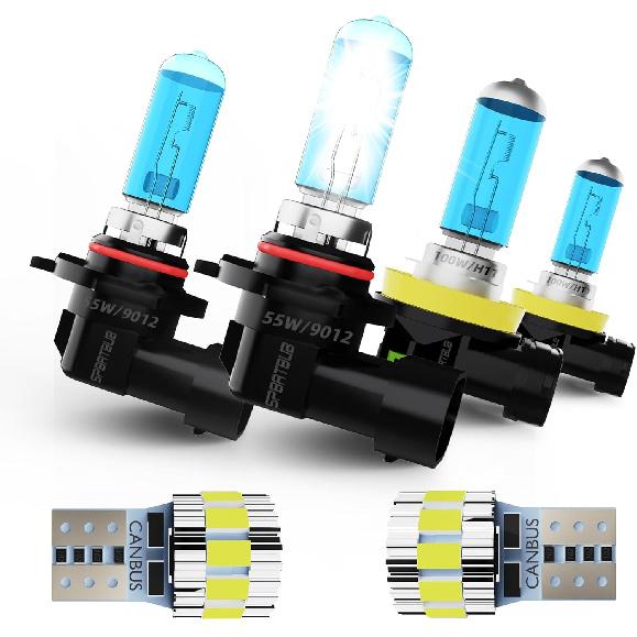 

Headlight Bulbs Compatible With Toyota Tacoma 2012-2014 halogen Front Bulb Combo, 9003/H4 High/Low Beam + H11 Fog Lights + T10 License Plate Lights, 2016-217 Compatible with
