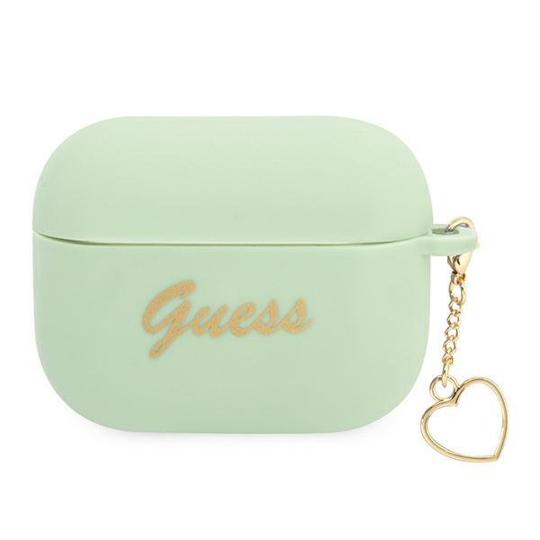 Guess Guaplschsn Airpods Pro Cover Zielony/Green Silicone Charm Heart Collection
