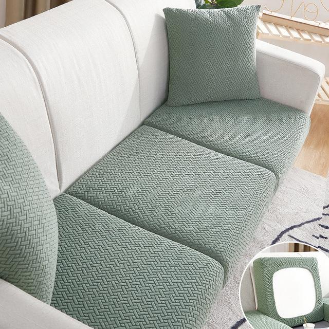 Jacquard Living Sofa Cushion Seat Cover Anti -Dust Tight Wrap Furniture Protector For Pets Kids Family Room Protective Slipcovers 1 /2 /3 /4 Seaters