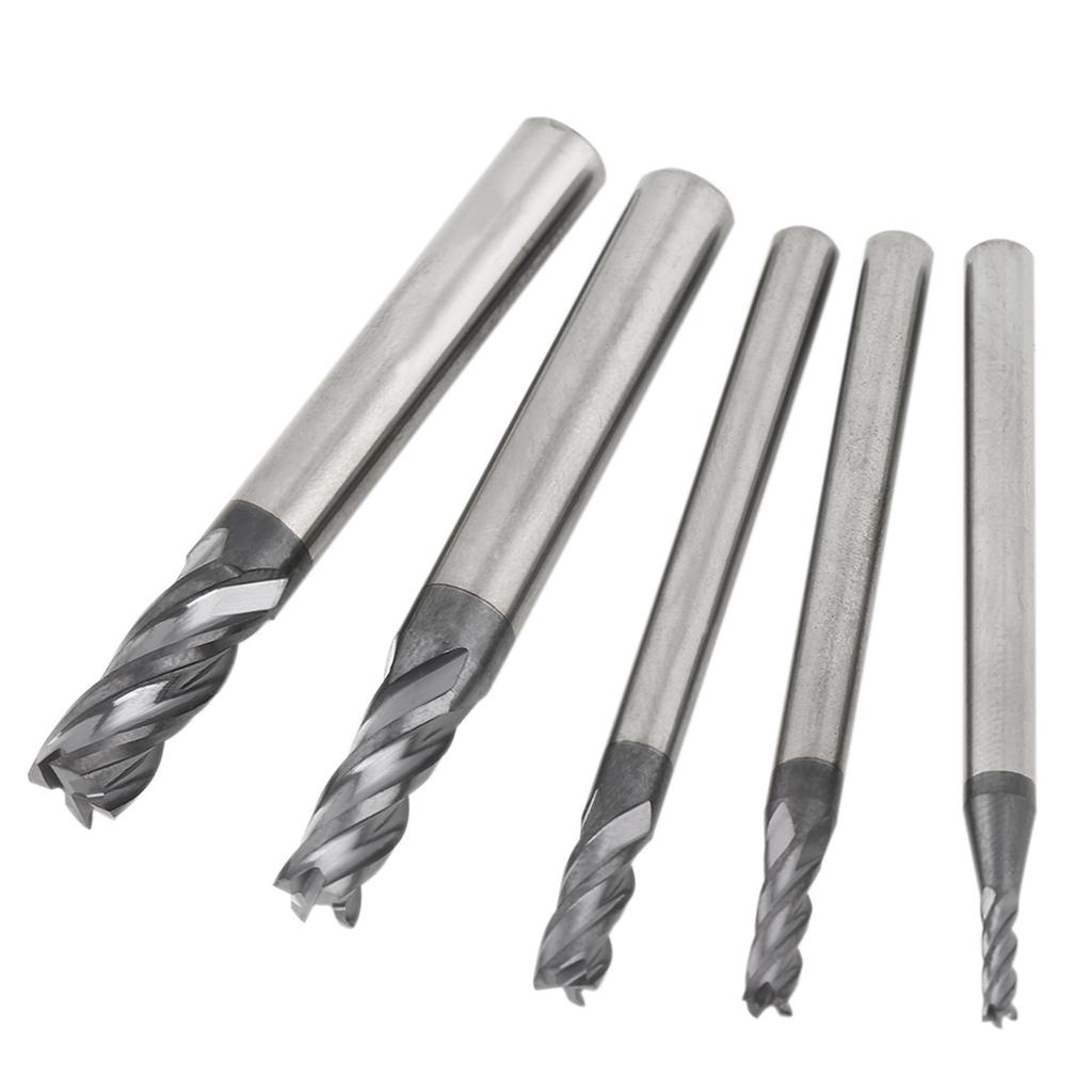 5pcs Tungsten Carbide Thread 4 flute Milling Cutter Tool End Mill Set Tools Accessories