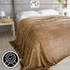 Brown Embossed Striped Blanket 200x220 Cm Plaid Bed Armchair Warm Gift