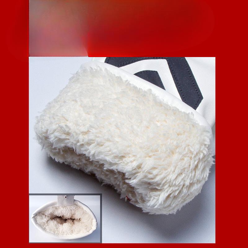 Autumn and Winter Traffic Warm PU Plus Fleece Duty Gloves White Leather Reflective Security Guard Night Patrol Sports Command Riding