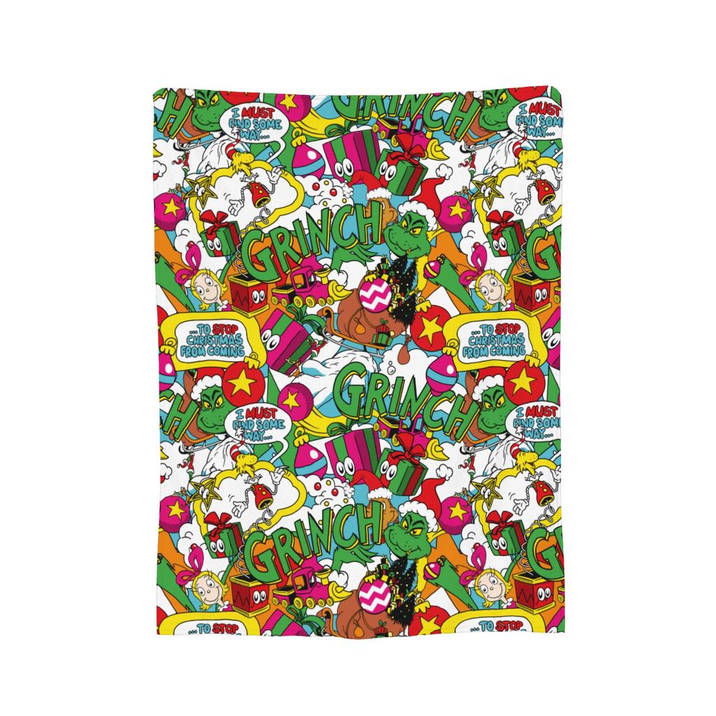 Christmas-S-Green-S-Grinch Blanket Fleece Textile Decor  Portable Warm Throw Blanket for Home Office Rug Piece