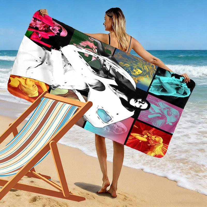 Lady Gaga Bold Print Beach Towel, Large Soft Quick Dry Towel for Beach Camping Swimming