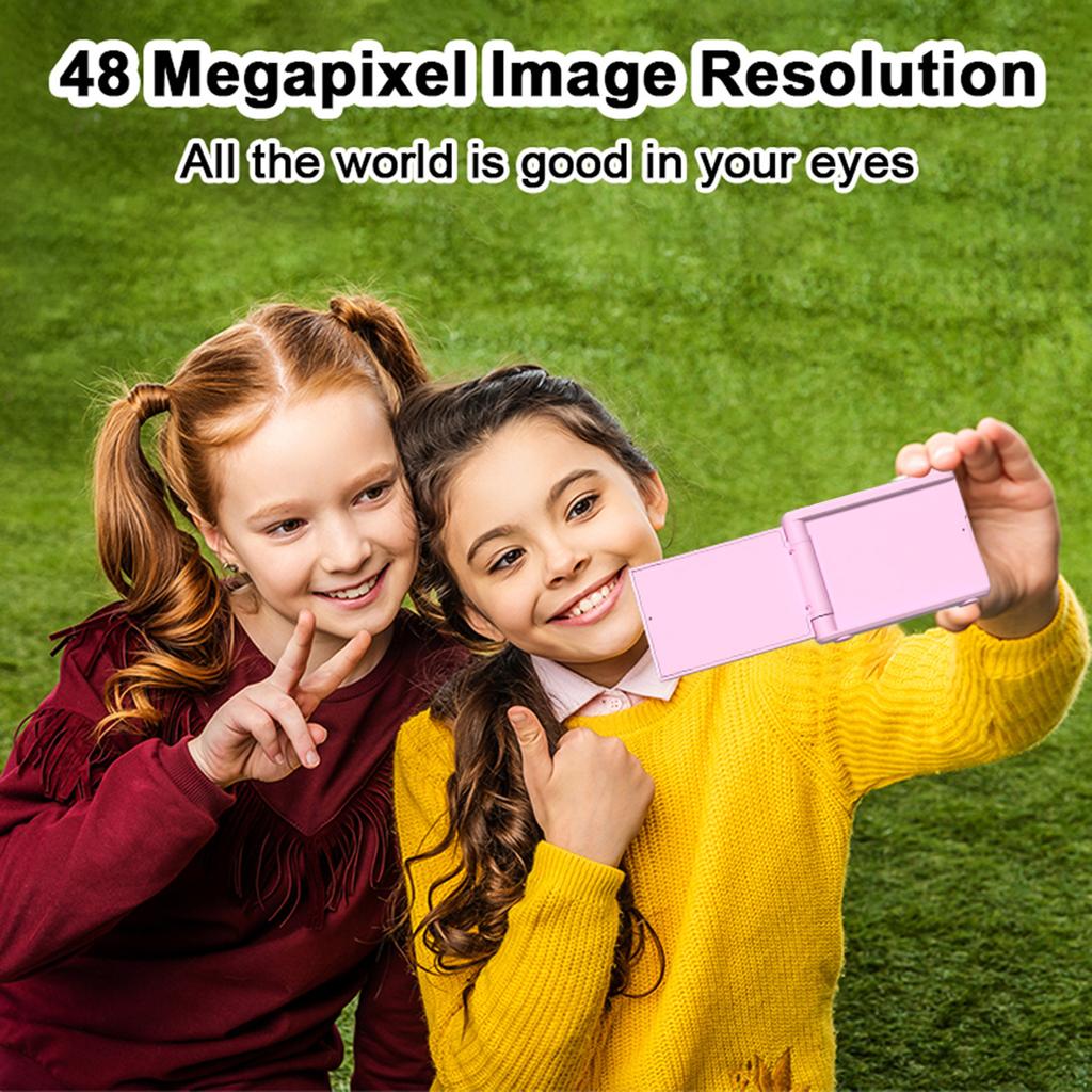 1080P Digital Camera for Kids Digital Video Camera 48MP 2.4 Inch Flip Screen 8X Zoom Telescopic Rotating Lens Built in