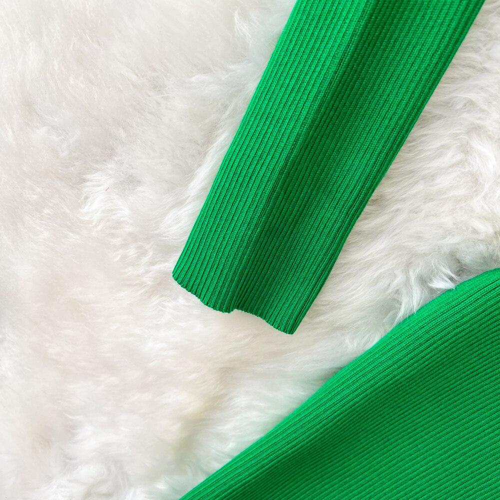 Retro Módní Oblek Spice Spice Styl Kulatý Výstřih Krátký Top + Sukně z Úpletu s Vysokým Pasem a Rozparkem Dvoudílný Set