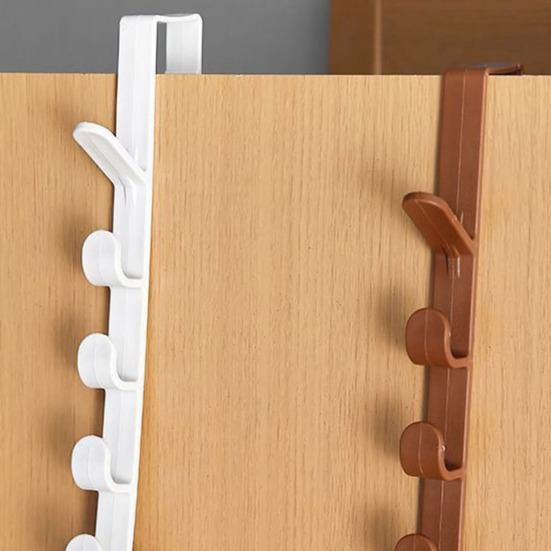 Hook Up Lightweight Plastic Door Hook with Drill-Free Installation Multiple Hooks Damage-free Door Hanger Home Storage Organizer