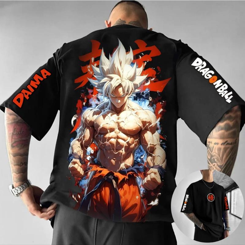 

Dragon Ball Animation Peripheral Printing T-Shirt Summer Men s Harajuku Loose Casual Street Trend Short Sleeve Parent-child Top XXS