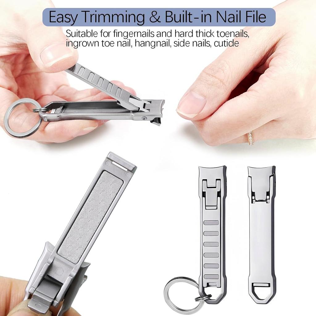 Nail Clippers for Men Fingernail and Thick Toenails, Portable Ultra Sharp Keychain Nail Clipper, Folding Slim Design for Travel, Home, Working,
