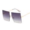 Square Oversized Sunglasses Woman Vintage Luxury Rimless Sun Glasses For Female Big Frame Gradient Mirror Metal