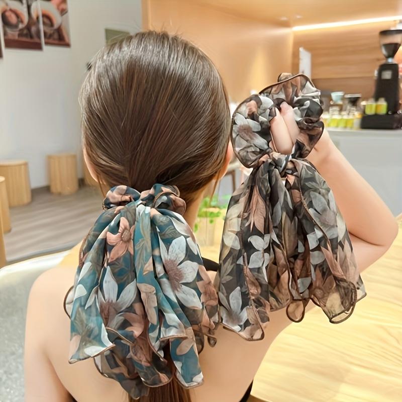 Adjustable Mixed Colors Velvet Ponytail Clip & Elegant French-Inspired Chiffon Bow Hair Tie Gift Set