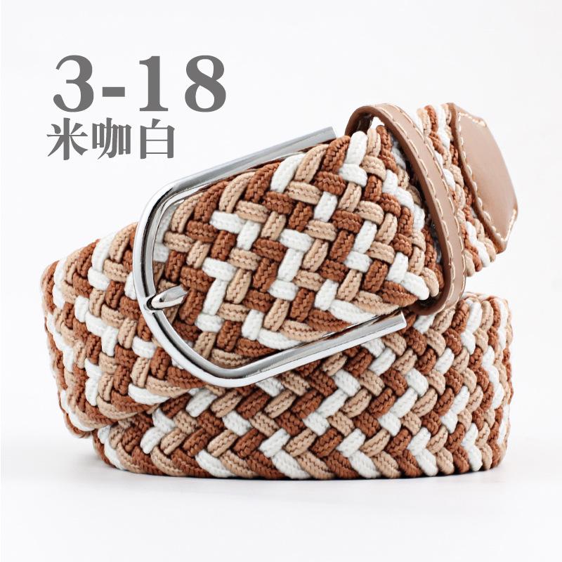 Women Casual Knitted Pin Buckle Without Holes Men Belt Woven Canvas Elastic Expandable Braided Stretch Belts for Female Jeans