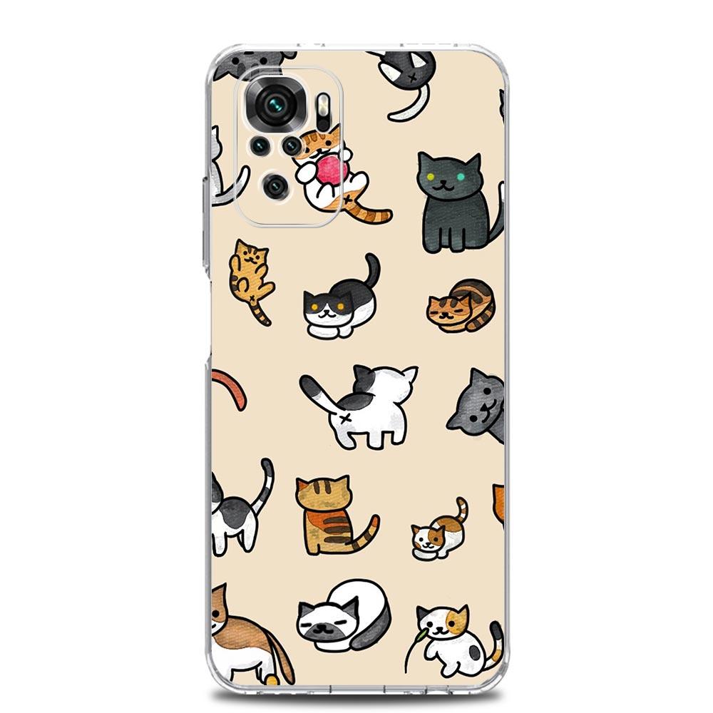Cat Cute Kitten Cartoon Clear Phone Case For Xiaomi Redmi Note 12 5G 9S 9 8 10 11 Pro+ 9T 8T 10C 9C 9A 7 Pro Soft TPU Back Cover