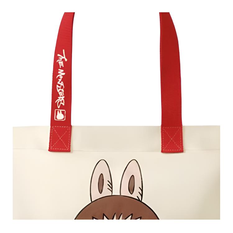 New POP MART Polyethylene Tote Bag, Shopping Bag, Handbag, Shoulder Bag Women's White & Red PPMT-2504-020