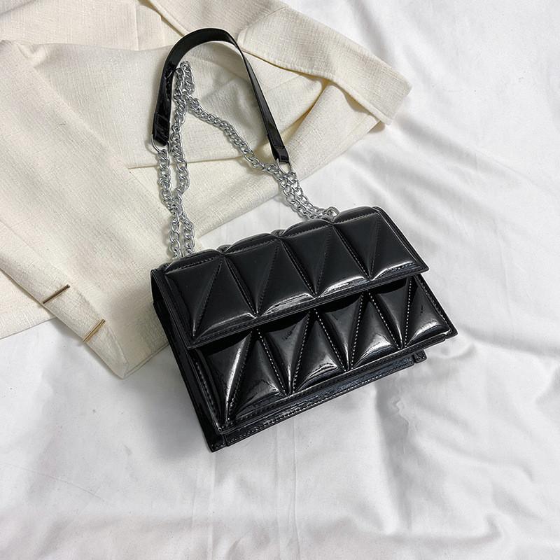 Trendy Black Pu Crossbody Bag Stylish Small Square Handbag For Fashionable Women чёрный