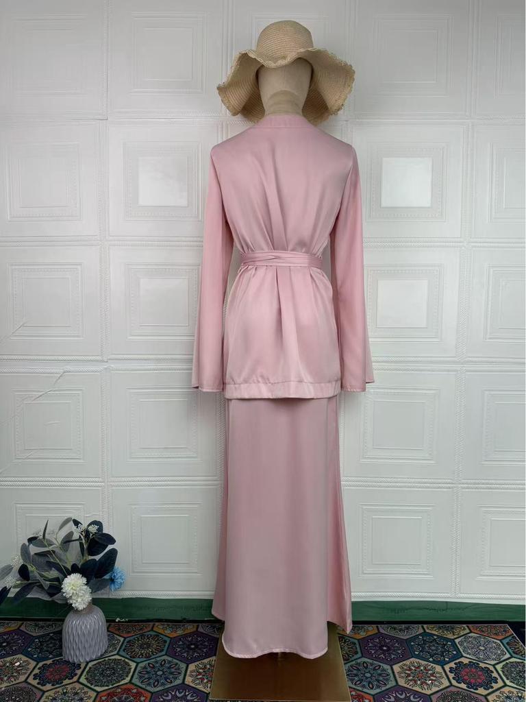 European and American Splicing Satin Long Skirt Suit - Spring 2026 Edition