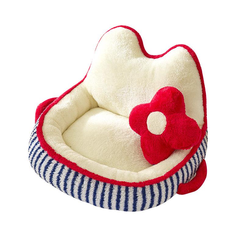 Cozy Fleece Pet Bed: Cute Autumn/Winter Cat & Dog Sofa