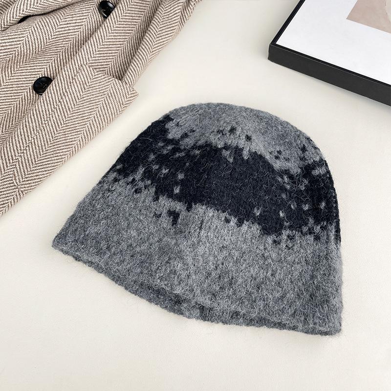

New Retro Wool Knitted Hat Blended Jacquard Wool Fisherman Hat Women s Winter Warm and Face Showing Small Knitted Bucket Hat 56-60CM