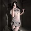 Sexy underwear Sexy senior uniform seduction suit Transparent shirt plaid skirt pleated women