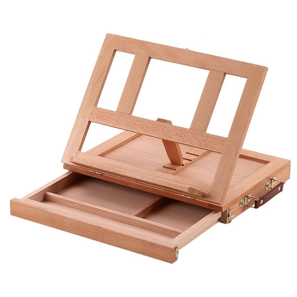 Beech Wood Portable Wooden Table Easel Multifunction Oil Paint Easel Folding Easel  For Artists