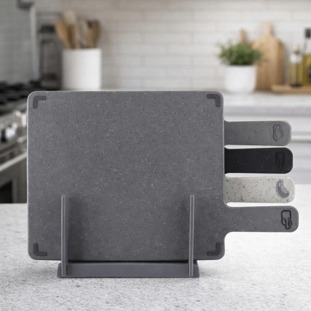 4 Pieces Plastic Classification Cutting Board with Storage Rack Slicing Board  Fruit Vegetable