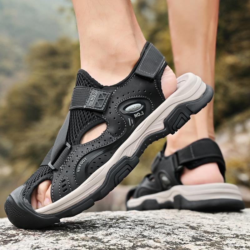 Men's Sandals Summer Mesh Breathable Beach Sandals Soft Sole Anti-Slip Sports Men's Shoes Outdoor Comfortable Flip Flop Sandals