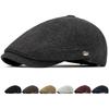 HT5030 Berets Thick Warm Winter Caps for Men Women Vintage Wool Beret Hat Male Female Adjustable Flat Cap Octagonal Beret Caps