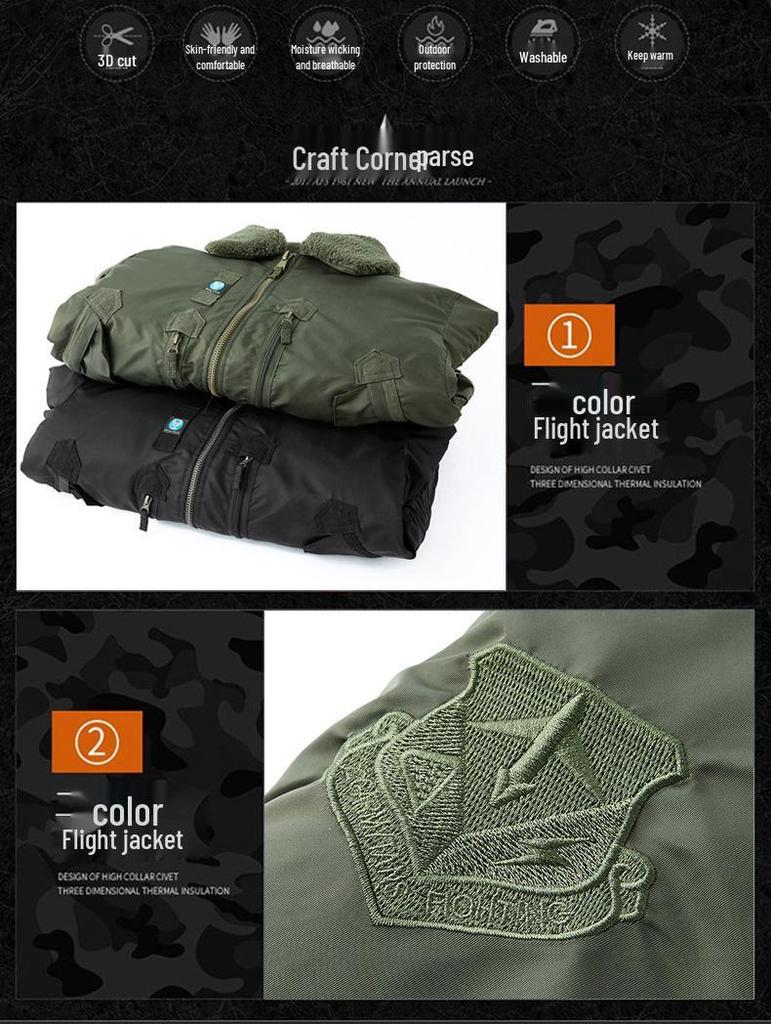 Herren Winter Fliegerjacke - Dicker Samt, Retro Revers, Taktischer Baseball Stil
