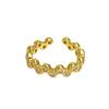 Niche Design Micro-Inlaid Zircon Medium Antique Gold Open Ring French Retro Fishtail Index Finger Ring Light Luxury Ring