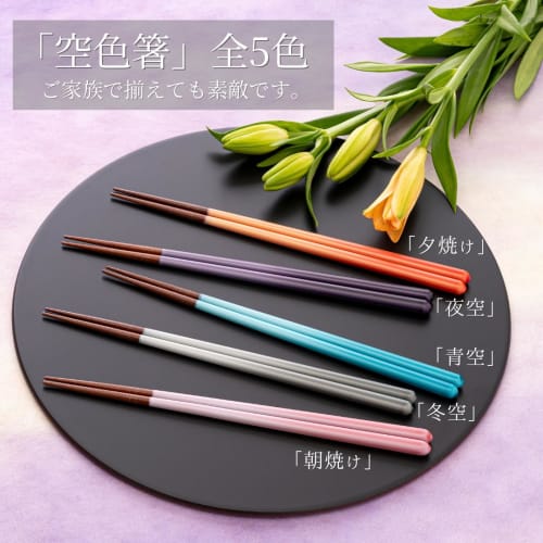 FlaColle "Sky Blue Chopsticks" 23cm, Dishwasher Safe, Non-Slip, Stylish, Made in Japan, Chic Gradient Design, Perfect Gift (Winter Sky)