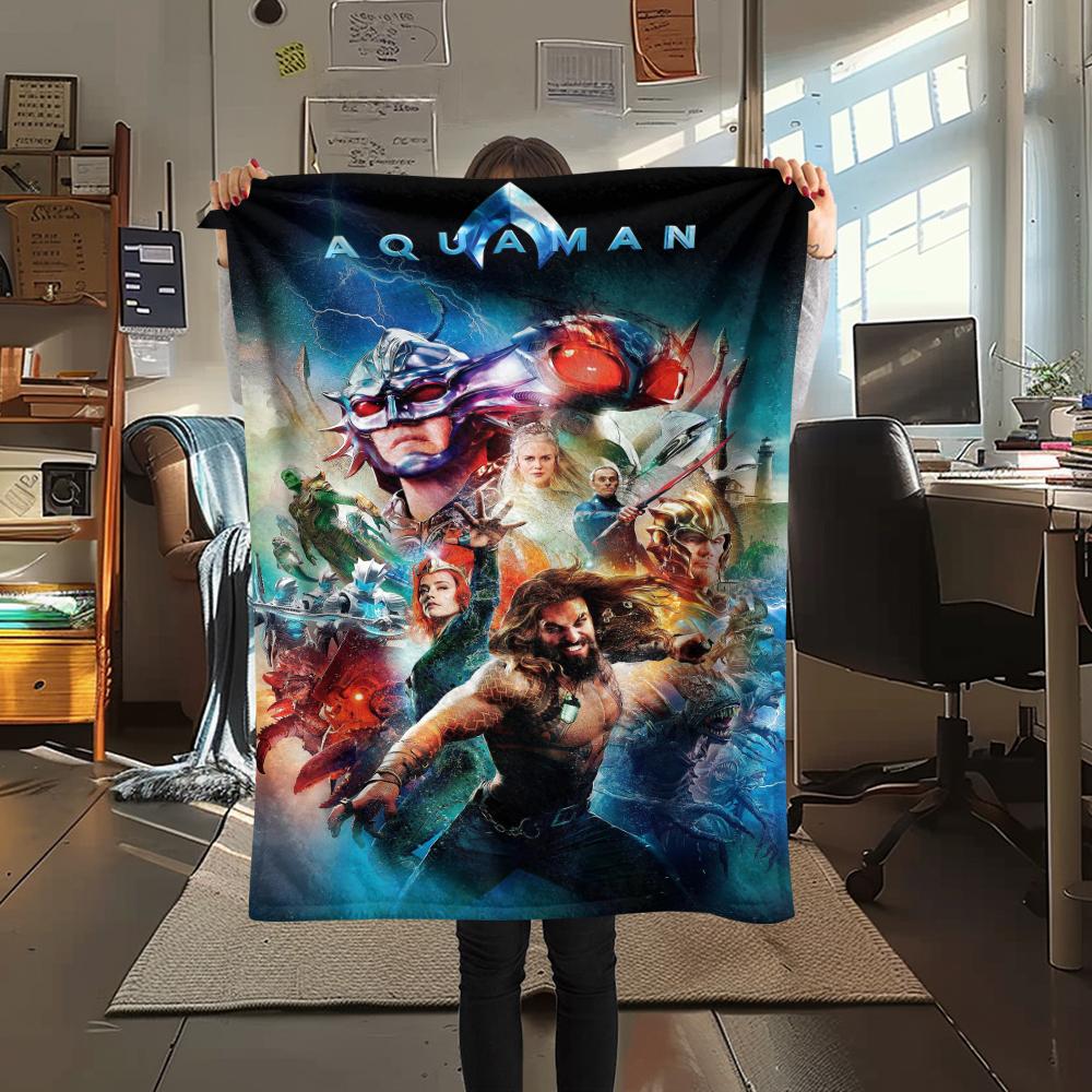1Pc King of Ocean Print Flannel Blanket, High Quality Comfortable for All Seasons, Home Decor, Warmth and Comfort, Perfect for Gifts