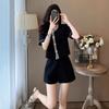 High-end Casual Fashion Suit for Women, Summer Temperament, Small Fragrant Style Top and Shorts Two-piece Set