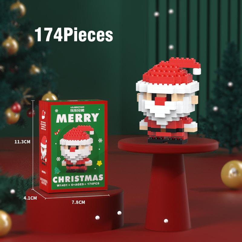 Christmas Mini Building Blocks Santa Snowman Xmas Tree Reindeer Train Brick Ornament Micro Particle DIY Assembly Decor Toy Gift