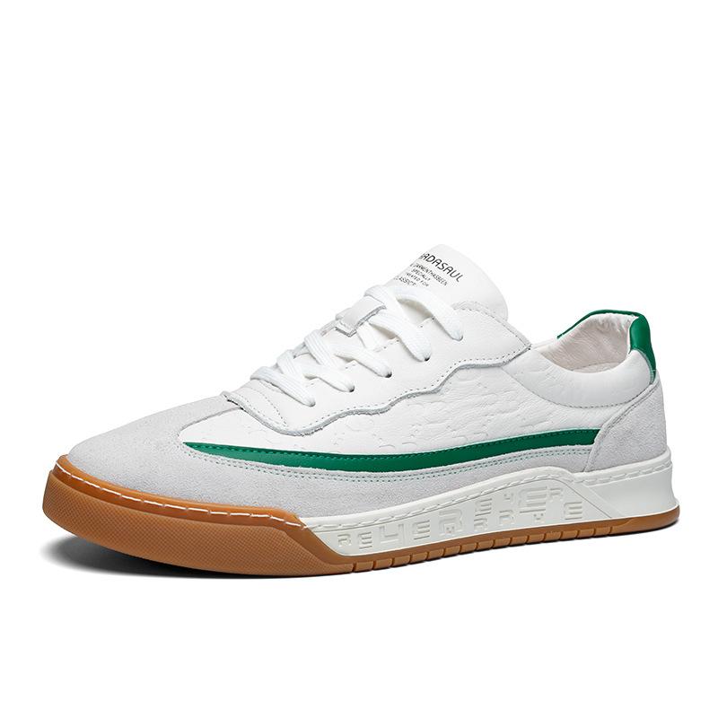 

European station men s shoes trendy shoes leather little white shoes men s breathable casual shoes versatile soft-soled cowhide board shoes 44