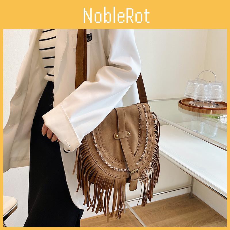Vintage Small Suede Crossbody Bag With Tassel Details For Women Casual Outings
